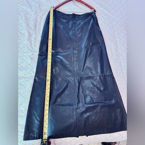 100% leather-NineWest,Dark Black-Sz 8, maxi skirt